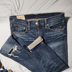 Polo by Ralph Lauren Distressed Blue Cropped Skinny Jeans